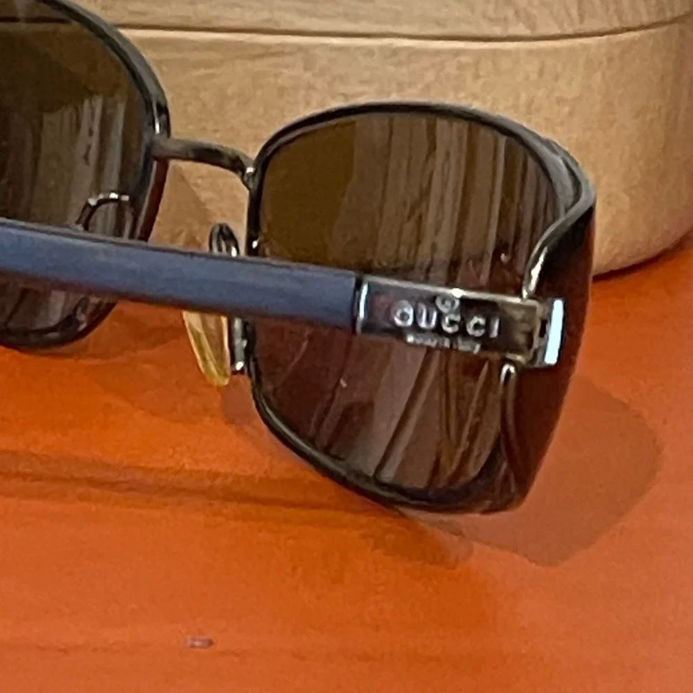 Authentic Gucci T5X Sunglasses VTG Blk Gunmetal Tom Ford Era Rectangular W/Case